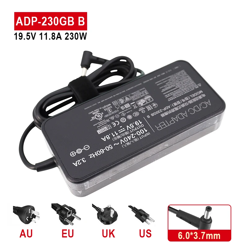 

Laptop Adapter 19.5V 11.8A 230W 6.0*3.7mm ADP-230GB B AC Power Charger For Asus UX581LV UX581GV GU502LW G712LU G512LU GU502LV