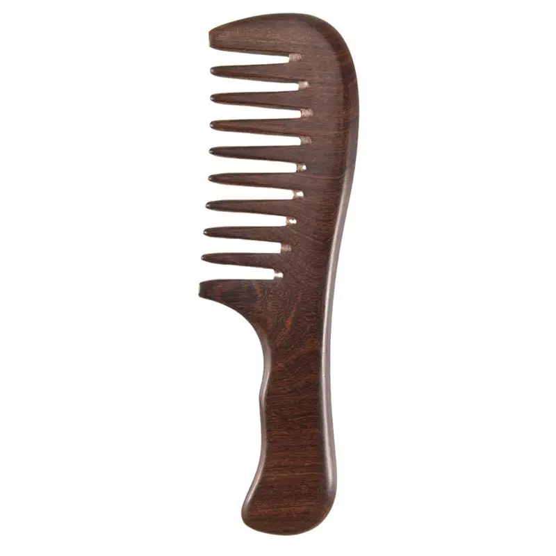 INLIG-Sandalwood Wide Tooth Comb Curly Hair Portable Coarse Tooth Wooden Comb Hair Massage Tool