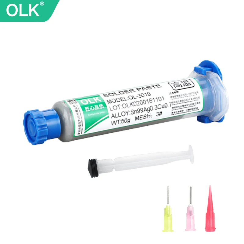 OLK Original Lead Free High-Temperature Solder Paste Sn99 Ag0.3 Cu0.7 Needle Tube, Mobile Phone USB Socket Repair, LED Soldering