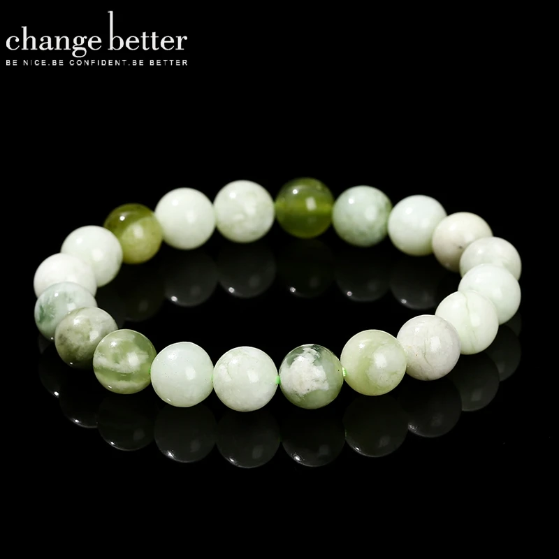 

6 8 10mm Natural Stone Light Green Jade Round Bead Bracelet Women Trendy Reiki Healing Stretch Bangles Meditation Jewelry Gifts