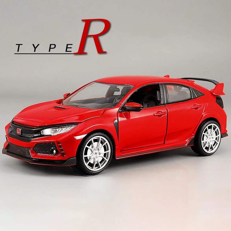 1:24 HONDA CIVIC TYPE-R Alloy Model Car Toy Diecasts Casting Sound and Light Car Toys For Children Vehicle