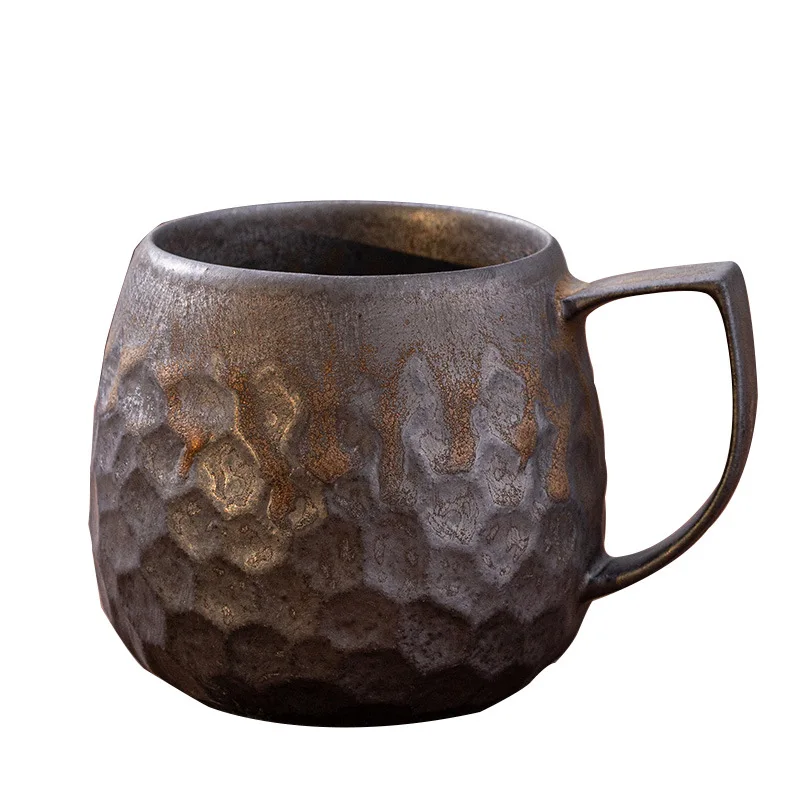 

Gilt glaze coffee Japanese cup and saucer set creative personality office home coarse pottery water cup