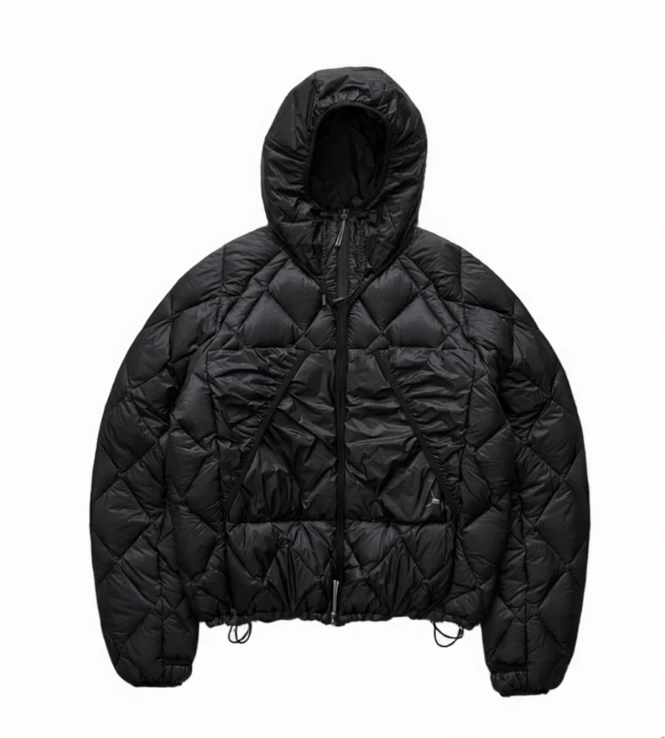 Warmth Lightweight Hooded down Jacket Roa Hiking Outdoor Clothing Youth Grey Duck down Filling Three-acetate Fiber 100%