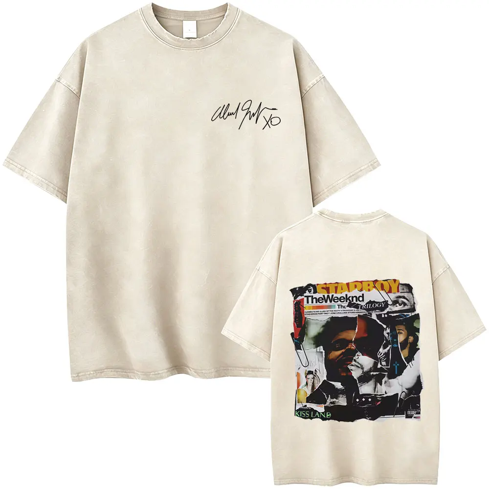 Rapper The Weeknd Album Cover Vintage T-Shirt für Männer und Frauen Hip-Hop Rap Pop Musik Kurzarm-T-Shirts Harajuku Streetwear – Detail 4