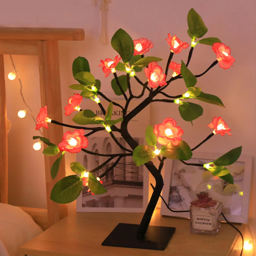 13 Inch Cherry Blossom Tree Light Bonsai Tree Lamp Night Light for Home Office Party Wedding Christmas Decoration