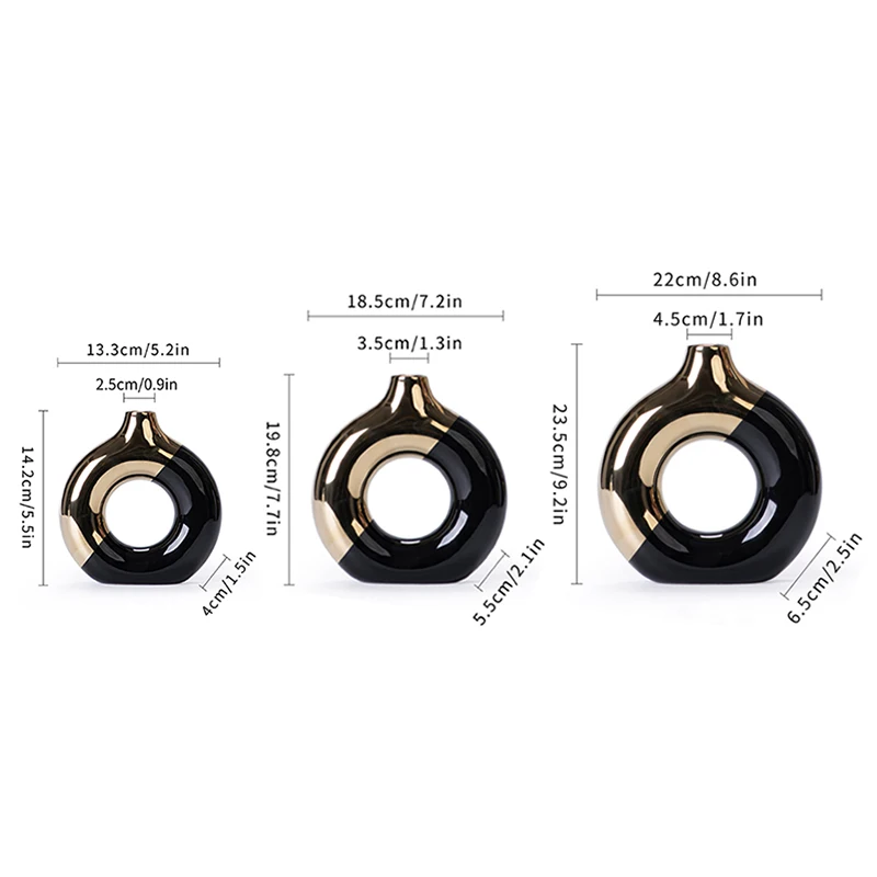 مزهريات زهور سيراميك لغرفة المعيشة وعاء نباتي فاخر شمالي ، طاولة طعام ديكور منزلي للفندق ، عمل فني لمهرجان الزفاف باللون الذهبي #6