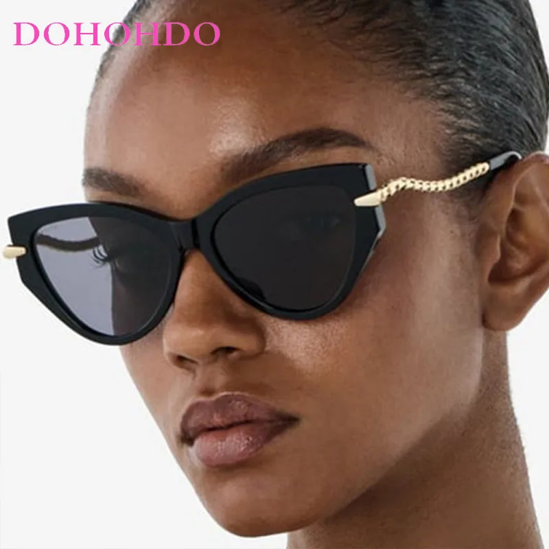 

Vintage Brand Designer Luxury Cat Eye Link Leg Women's Sunglasses Cool Fashion Men Sun Glasses Travel Drive Eyewear UV400 Lentes