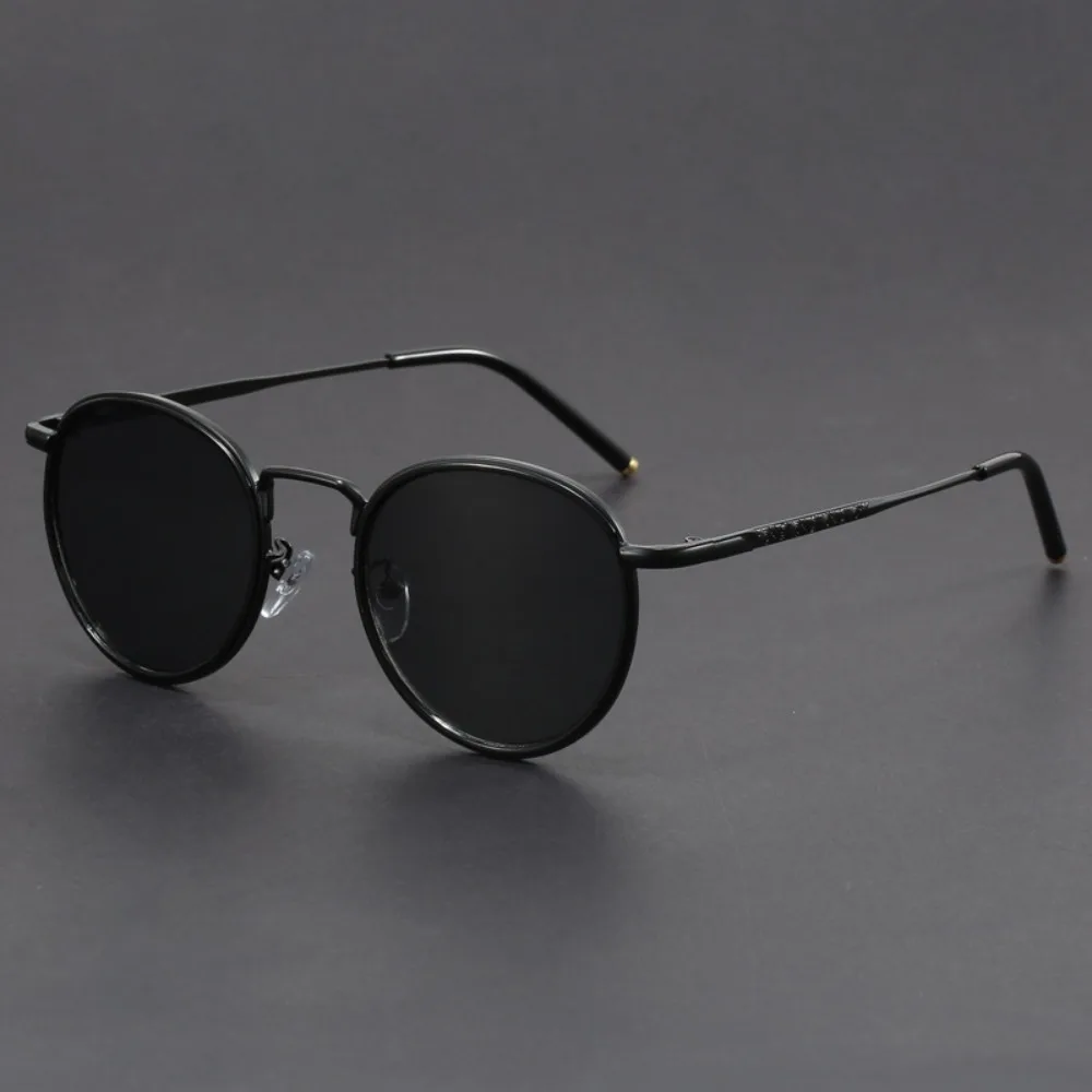 Retro-Sonnenbrille mit polarisiertem rundem Metallrahmen für Männer und Frauen, Titanrahmen, zum Fahren, Angeln, Markendesigner-Sonnenbrille
