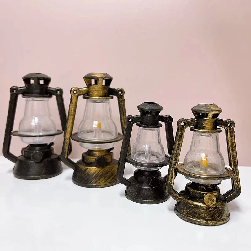 1:12 1:6 Scale Pretend Play Miniature Oil Lamp Dollhouse Accessories Mini Kerosene Lantern Doll House Decor Scene Ornaments