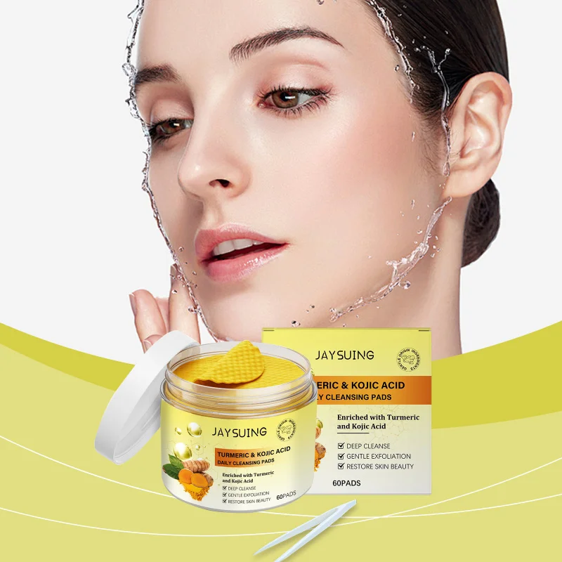 

Jaysuing Turmeric Kojic Acid Cleansing Pad Gentle Care Facial Skin Cleansing Hydrating Moisturizing Pore Cotton Pads