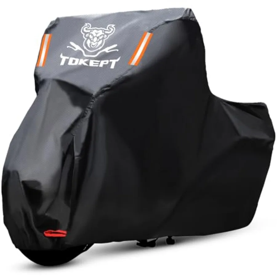 

Motorcycle Cover, All Season Waterproof Outdoor Protection with Lock-Holes, Night Reflective and Storage Bag, Fits up to 116" T