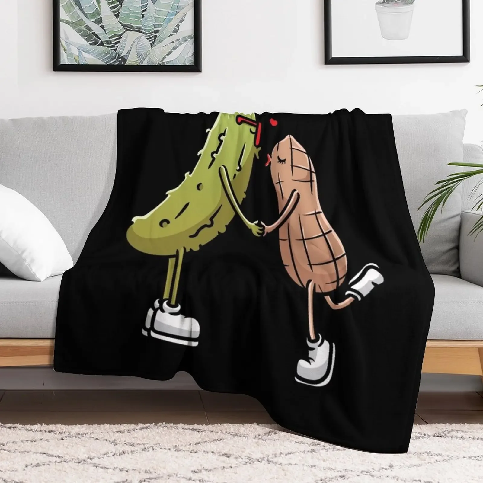 Peanut and Pickle Kissing Peanut Butter Throw Blanket Stuffeds Custom Blankets