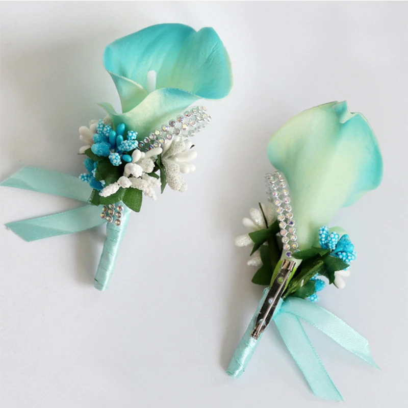 Groomsman Artificial Flower Boutonniere Bridal Groom Corsage Berry Brooch Calla Clip-on Suit Corsages Wedding Party Decoration