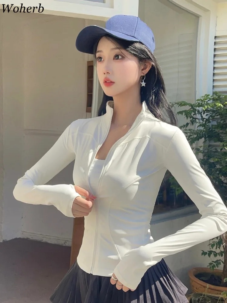 Sun-proof Clothing Solid Casual Jackets 2025 Women Clothes Long Sleeve Zipper Outwear Y2k Tops Slim Fit Fashion Summer Y2k Coat