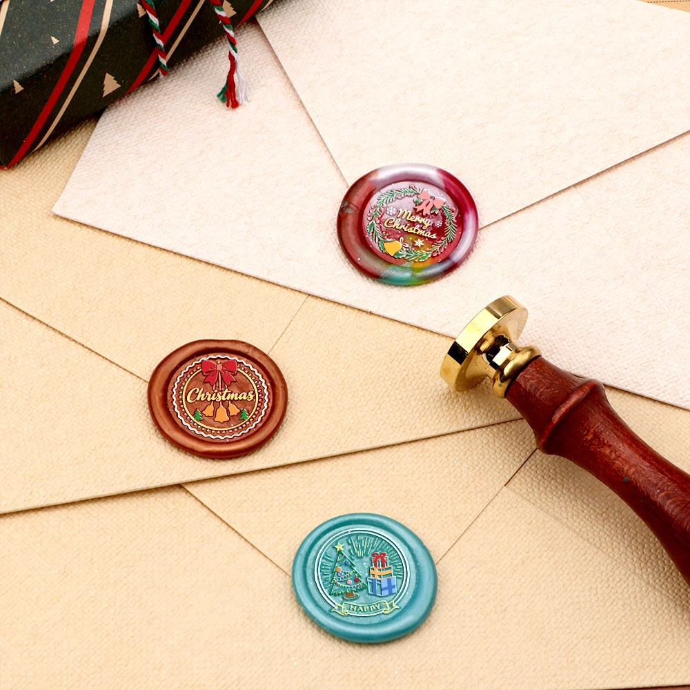 Wachssiegel-Stempel aus Weihnachtskollektion, 25 cm, Wachssiegel-Stempel, austauschbare Messingköpfe zum Dekorieren von Weihnachtsparty-Gruß