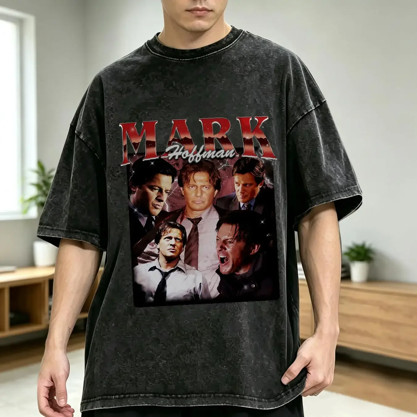 washed T Shirt Mark Hoffman Vintage new long or short sleeves vintage Washed Top For Everyday Wear Breathable Unisex
