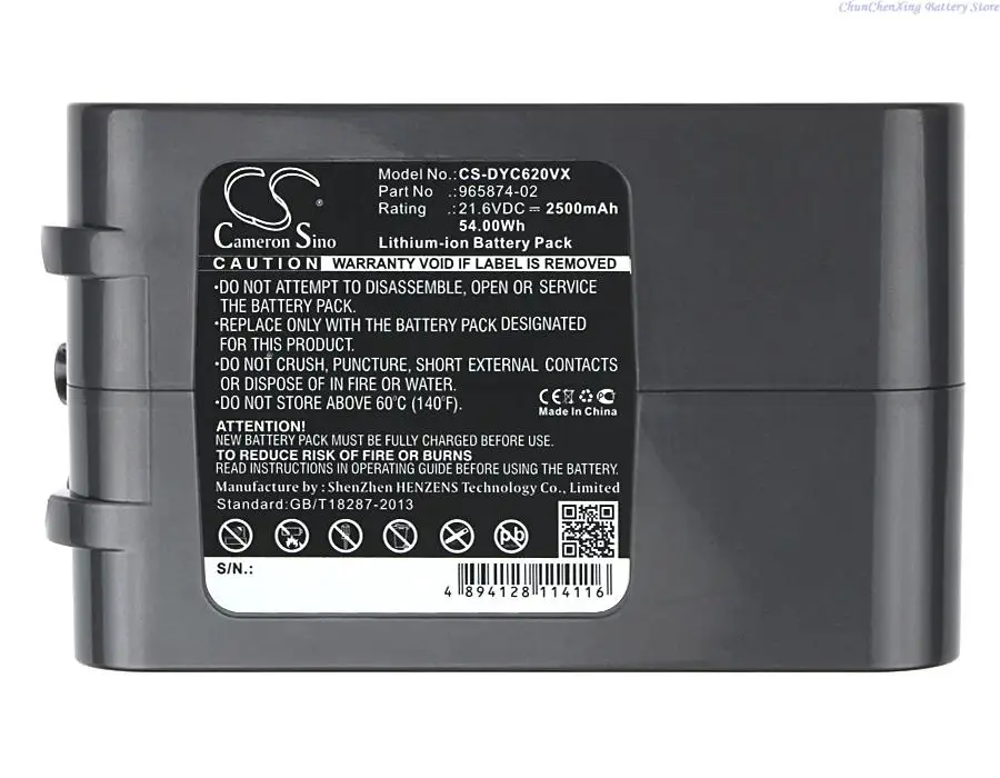 Cameron Sino 2500mAh Battery 965874-02 for Dyson DC58, DC61, DC62, DC72,SV03, V7, V6, DC74, V8, SV04, SV05, SV06, SV07, SV09