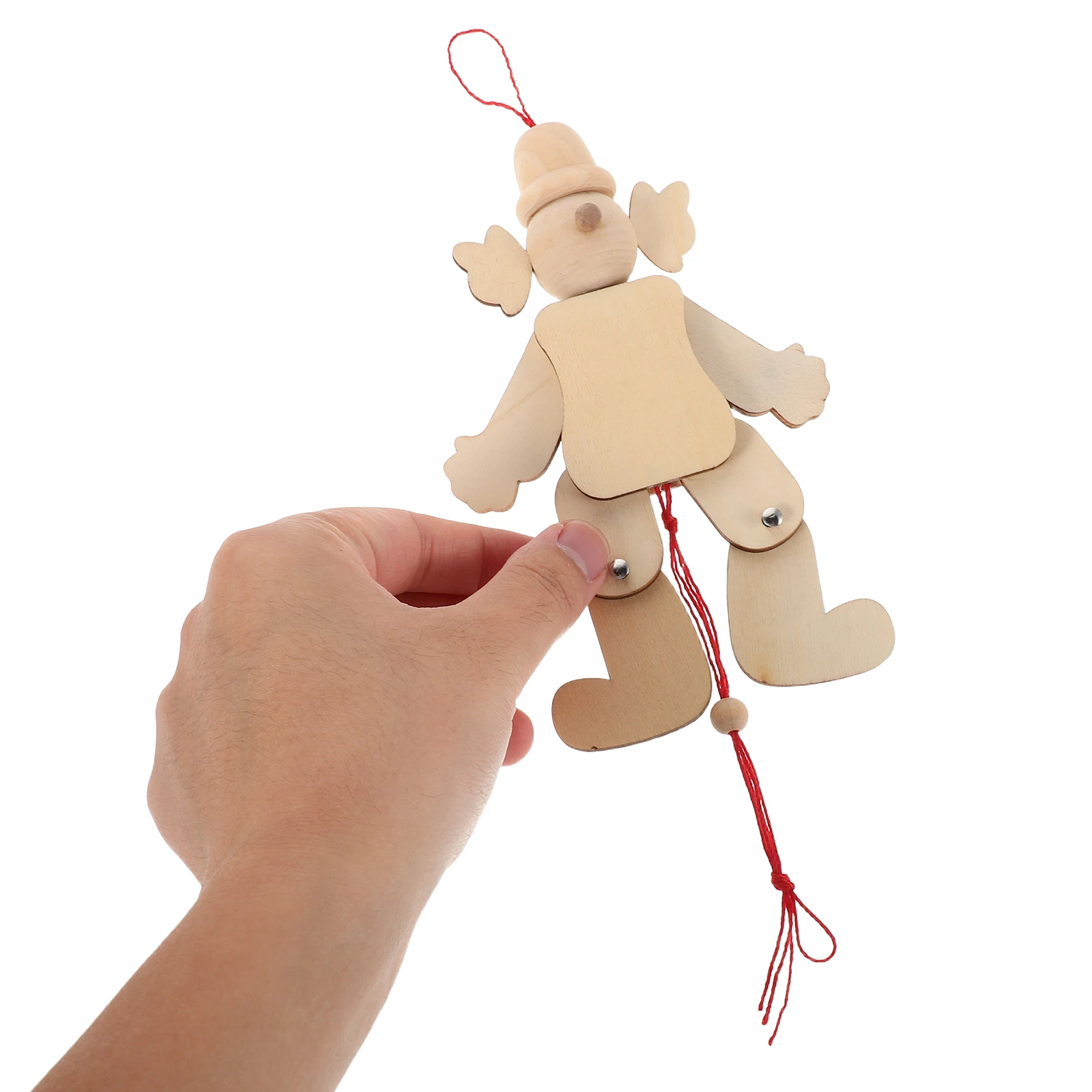 6 قطعة لعبة المهرج خط السحب لتقوم بها بنفسك دمية حرفية خشبية للعب التظاهري ماريونيت لوازم ألعاب الأطفال الفارغة