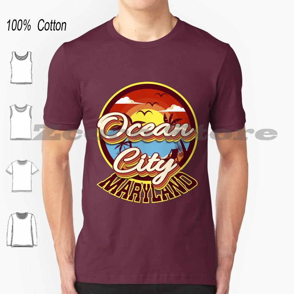 

Ocean City Maryland , Holiday T-Shirt 100% Cotton Men Women Personalized Pattern Ocean City Maryland Ocean Summertime Sailing