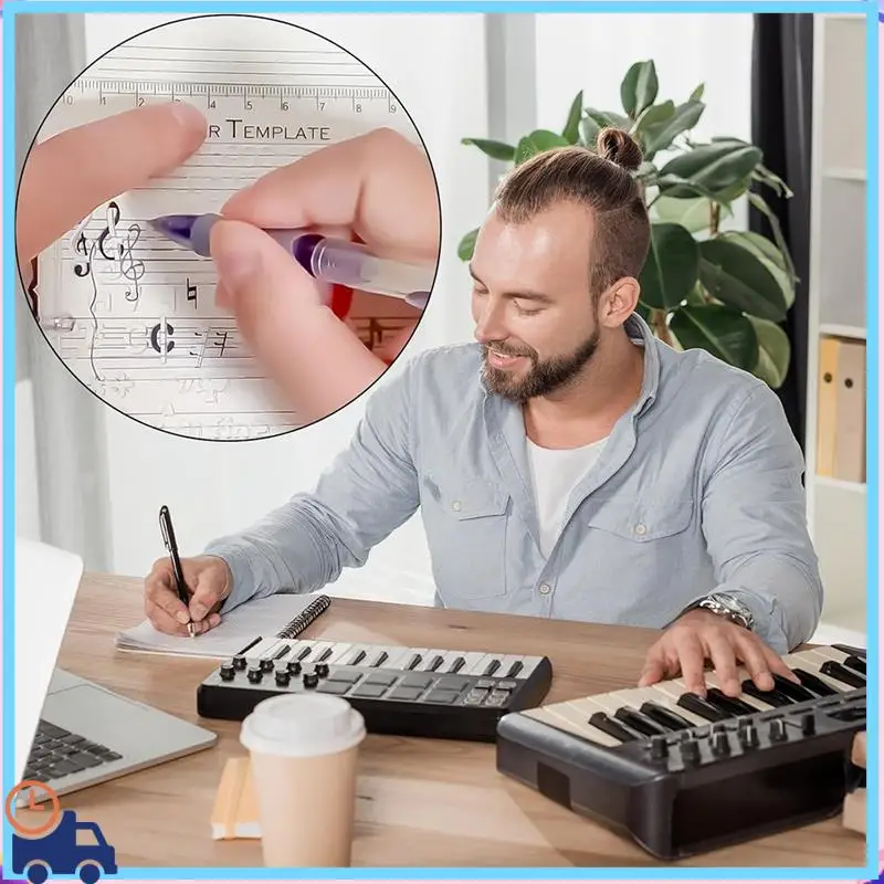 Latest Song Writer's Composing Template Stencil For Music Notes & Symbols Staff Drawing Ruler Music Composition Accessories