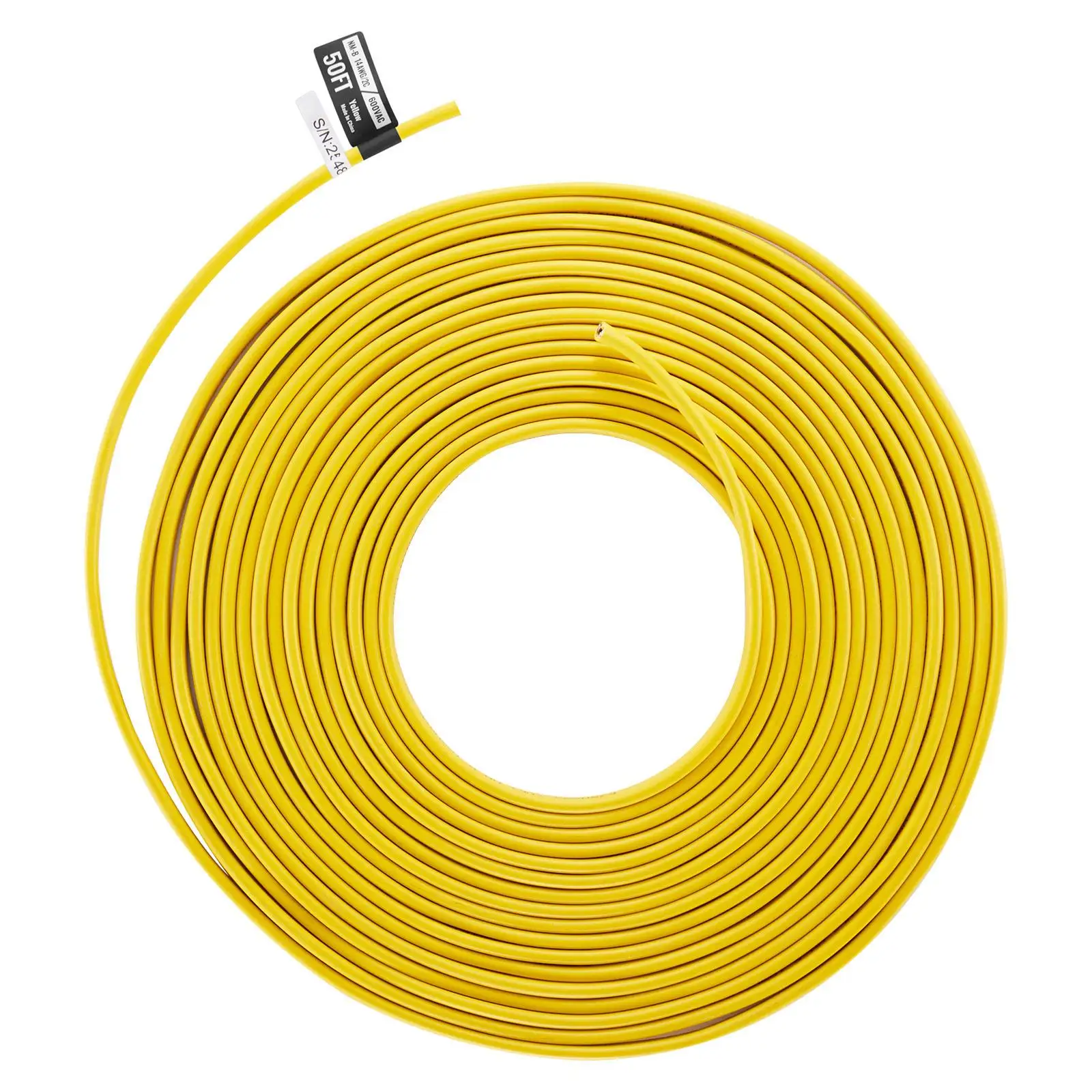 14AWG/2C Non Metallic Residential Electrical Wire with Ground PVC Sheathed High Purity Copper Cable for Indoor for outlets Switches Lighting and Other Loads 50 ft