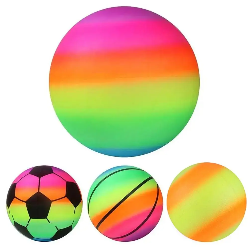Enchimentos de borracha arco-íris bola de praia esportes jogos treinamento crianças bola de futebol vôlei jogos ao ar livre bolas elásticas ao ar livre