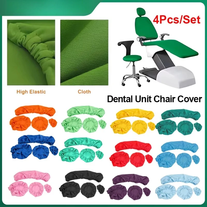1Set Thickened Waterproof Dental Chair Cover Set: 4-Piece Set of Wash-Free, Stretchable, Soft Fabric Dental Protective Covers