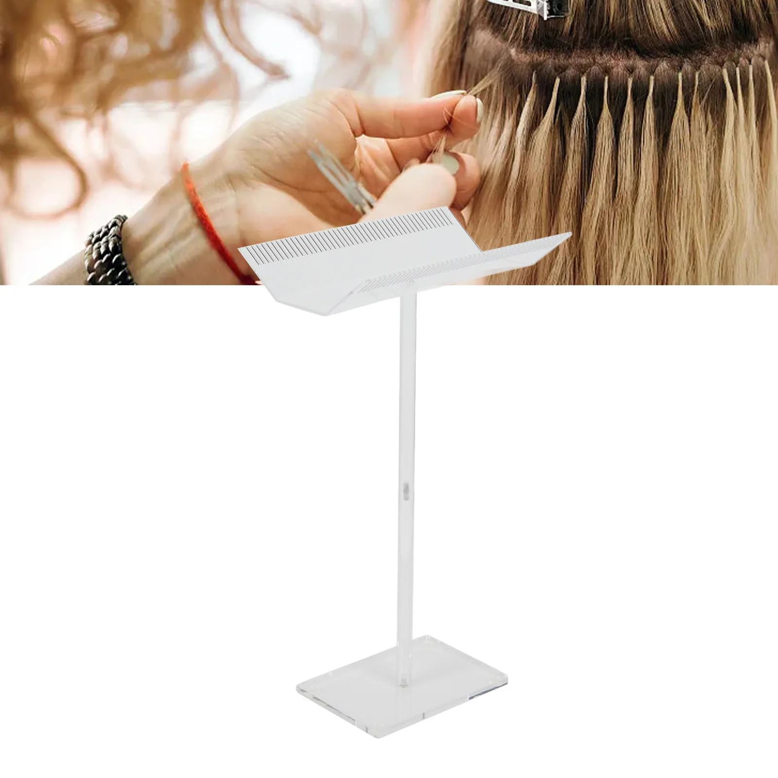 Acrylic Hair Extension Display Acrylic Hair Extension Stand Transparent Sectioning Display Hair Extension Holder for Salon Home