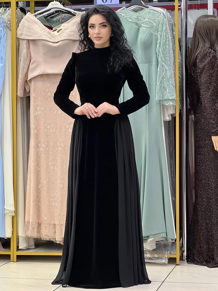 

Women's new winter vintage elegant and noble long-sleeved long dress slim fit dress