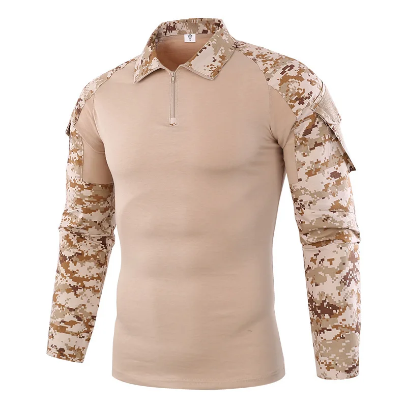 Picture 4: Outdoor Tactical Hiking T-Shirts Men Combat Military Army CP Camouflage Long Sleeve Hunting Climbing Shirt Cotton Sport Clothes