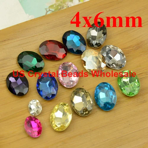 

Free shipping! Wholesale 300pcs/lot 4x6mm oval crystal fancy stone 16 colour (can choose the color) F6101-6116