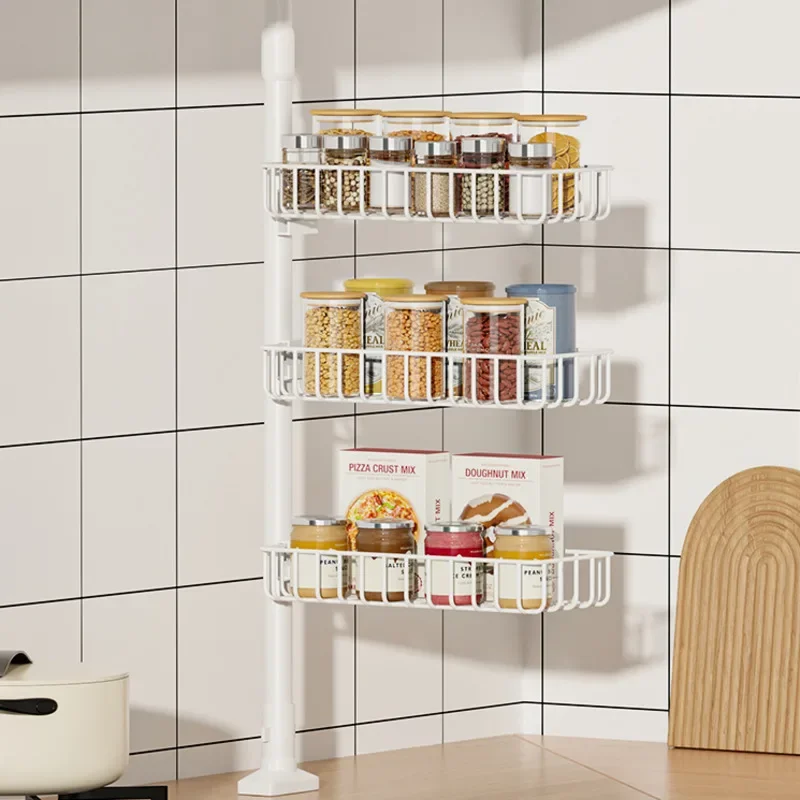 

Kitchen Shelf Organizer No-hole Design Home Storage System and Dish Draining Rack Multifunction Corner Spice Rack Collapsible