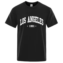 Los Angels 1991 Usa City Letter Printing Clothes Men Oversize Breathable T Shirt Summer Sweat Casual T-Shirt Cotton Tee Shirt