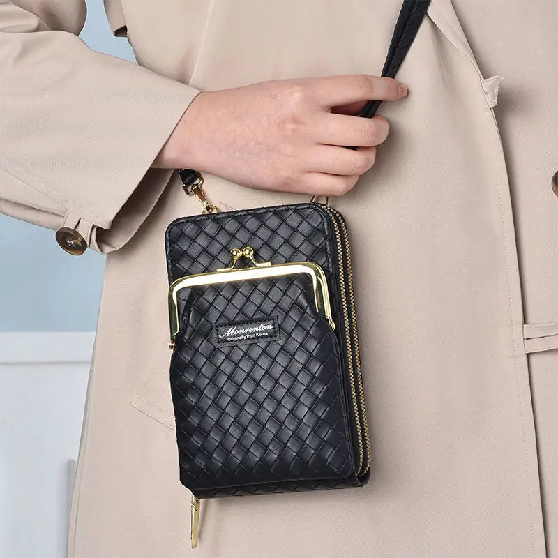 

Women's High Quality Double Zipper Fashion Wallet Mobile Phone Bag Large Space Change Clip New Crossbody Bag Holding Women's Bag