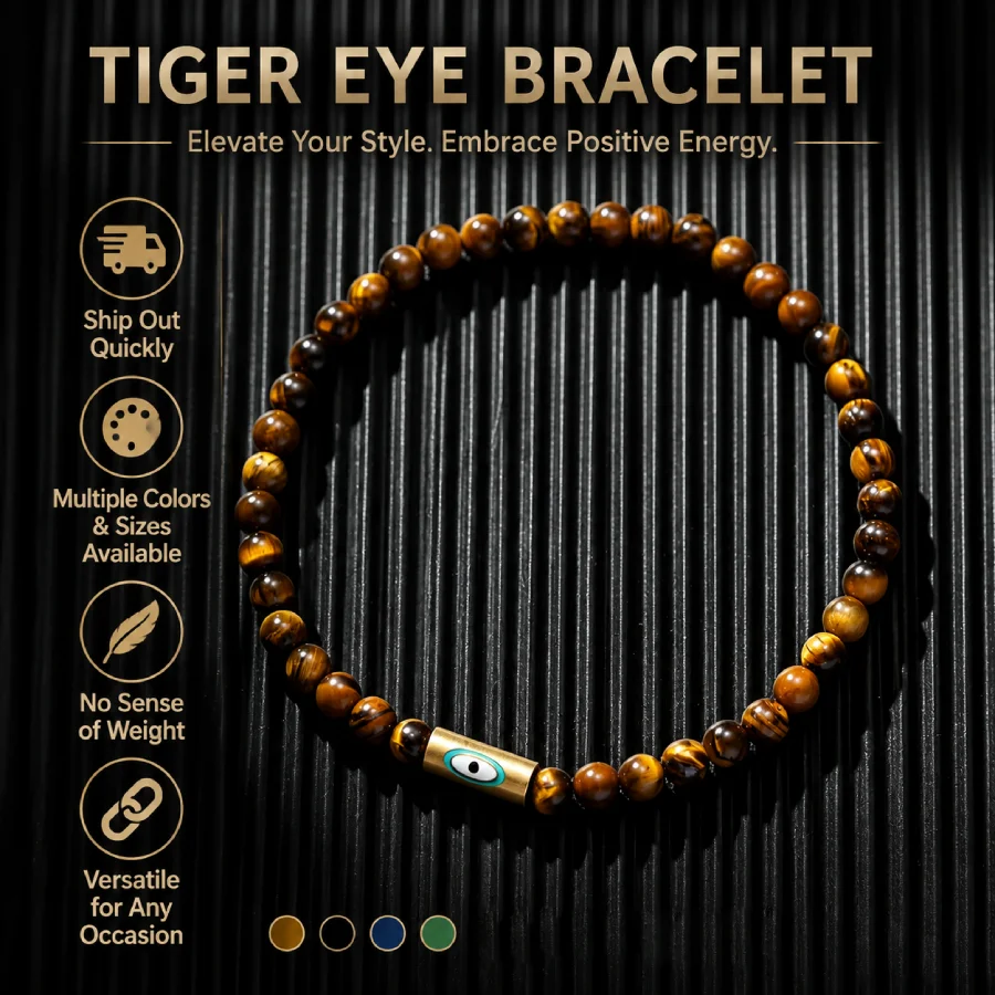Turkey Stainless Steel Evil Eyes Bracelet For Men 4mm Tiger Eyes Coconut Beads Strand Braslet Multiple Colors Sizes Available