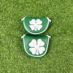 Good Luck Four Leaf Clover Golf Putter Cover per Mallet Blade Club Waterproof PU Leather Golf Head Cover Protector