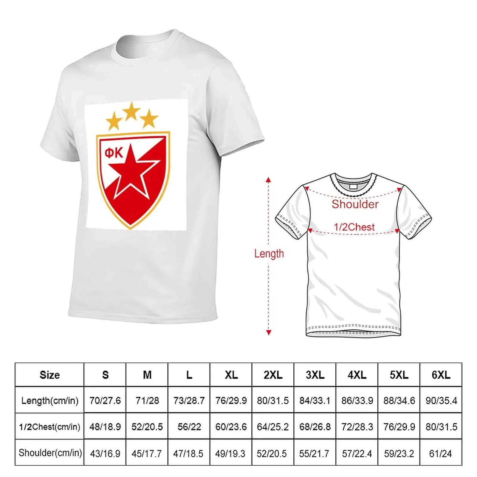 FK Crvena Zvezda شعار مع 3 نجوم تي شيرت رجل تي شيرت عالية الجودة الفاخرة العلامة التجارية تي شيرت للرجل حزمة تي شيرت أبيض