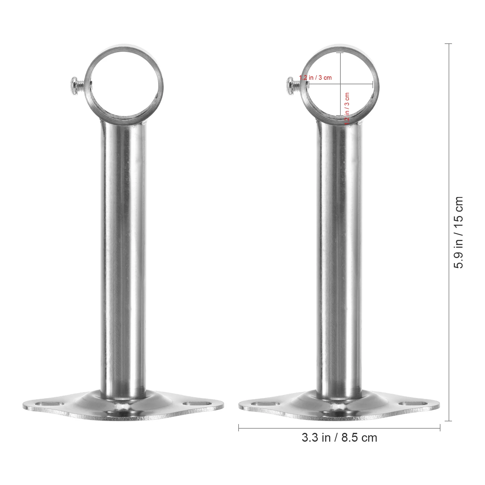 

2pcs Thickened Stainless Steel Hanging Brackets for Closet Adjustable Round Rod Seat Easy to Install Clean Silver