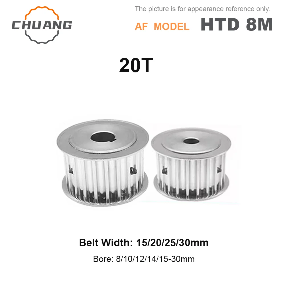 HTD 8M 20T aluminum alloy Timing Synchronous Pulley Keyway Bore 8/10-30mm for Belt Width 15/20/25/30/40mm HTD8M 20T