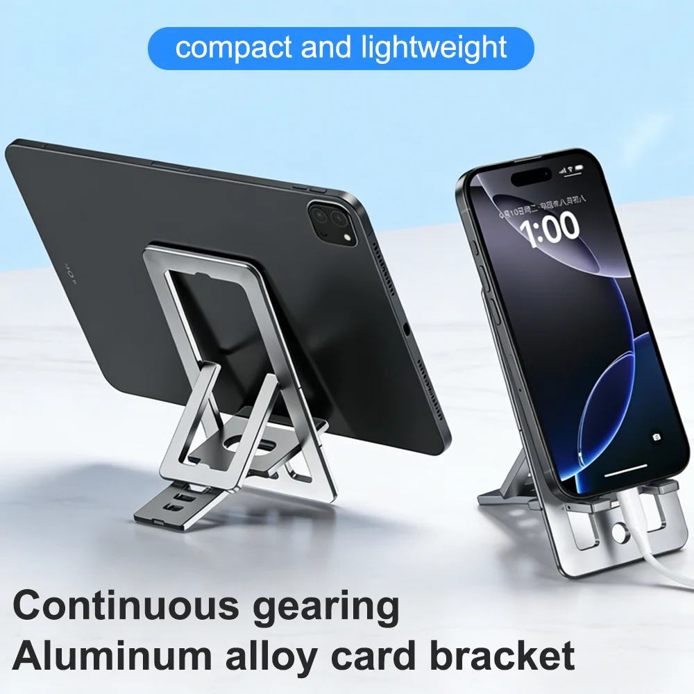 Faltbarer Aluminium-Schreibtisch-Handyhalter für iPhone Pro/Max/Mini Ganzmetall-Desktop-Tablet-Ständer für IPad Mini Air Pro-Unterstützung