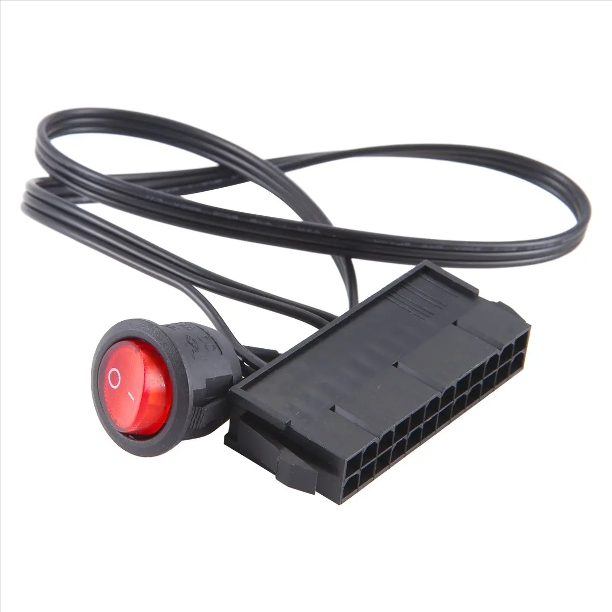 (DT37) 50cm Cable Copper Tin Wire 24-Pin Female ATX PSU PC Power Supply Starter Tester Start Up Jumper with ON/OFF Switch