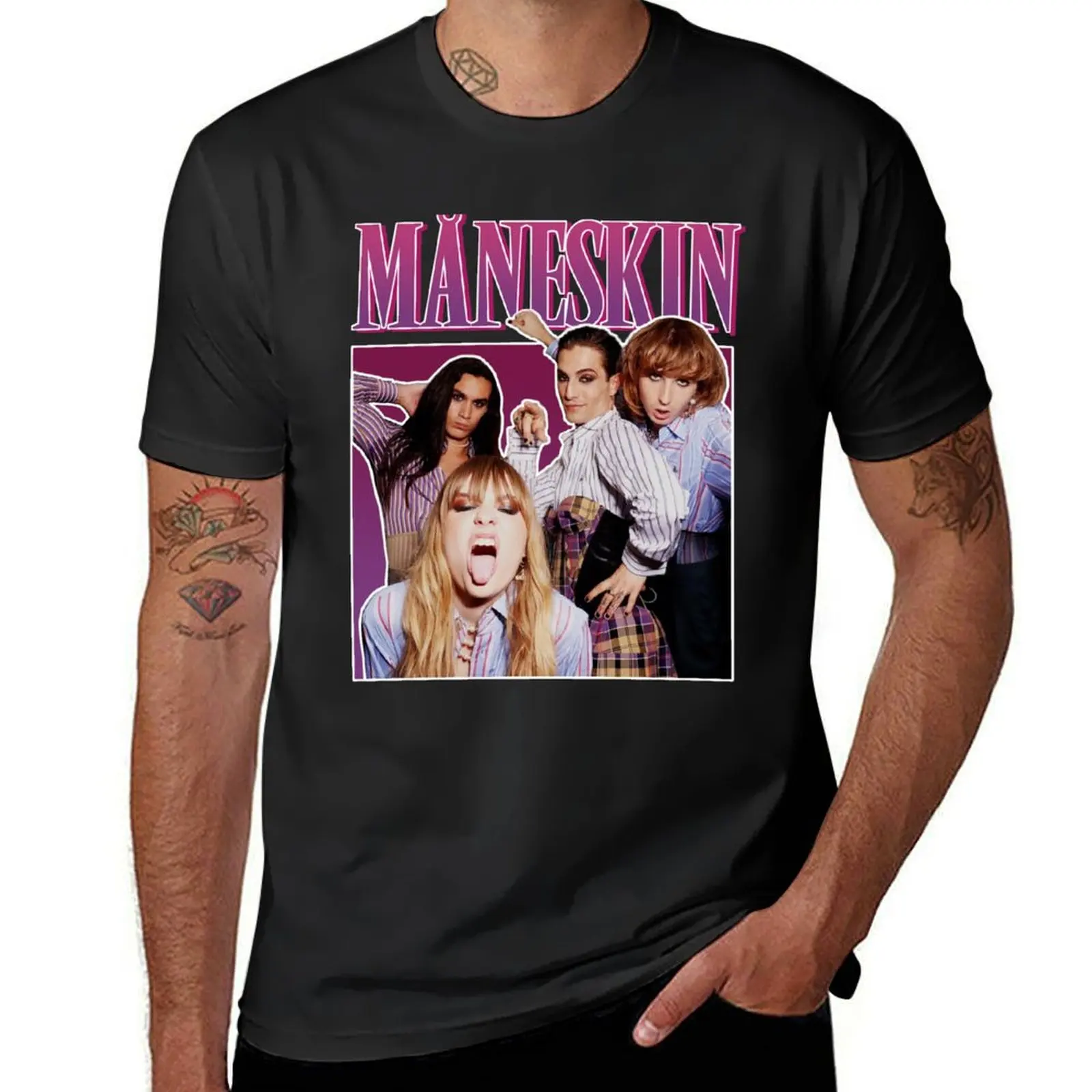 

Maneskin Mneskin - Winners of Eurovision Song Contest 2021 Italy Zitti E Buoni Retro Vintage T-Shirt customs plain t shirts men