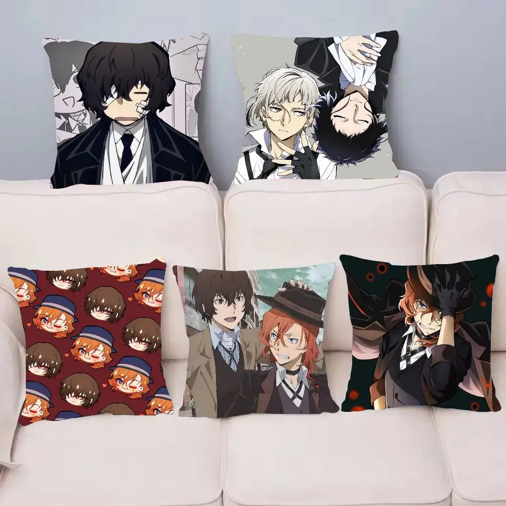 Hot Anime Bungo Stray Dogs Pillow Case Home Decor Throw For Sofa Bed Car Room Decor Gift Idea