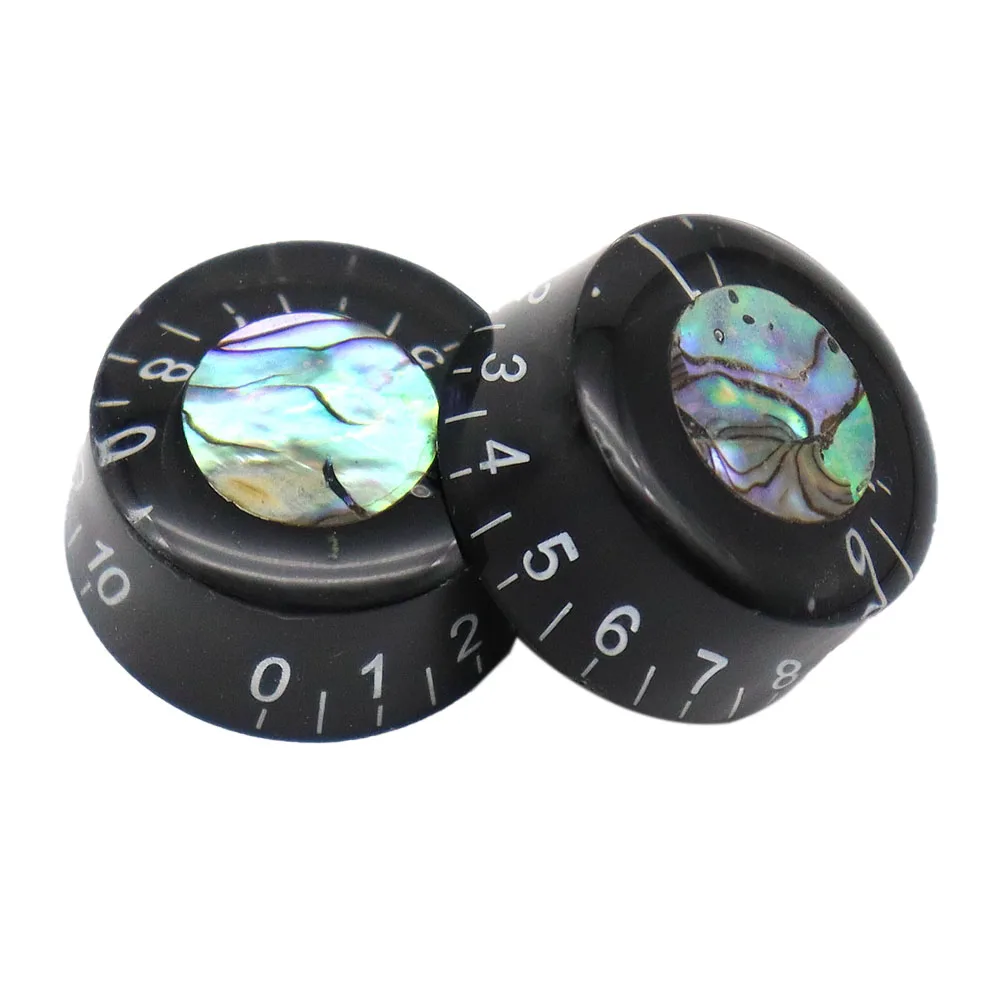 4 Stück Abalone Circle E-Gitarre Top Hat Knöpfe Speed Volume Tone Control Knöpfe für LP Style E-Gitarre Teile Ersatz – Detail 6