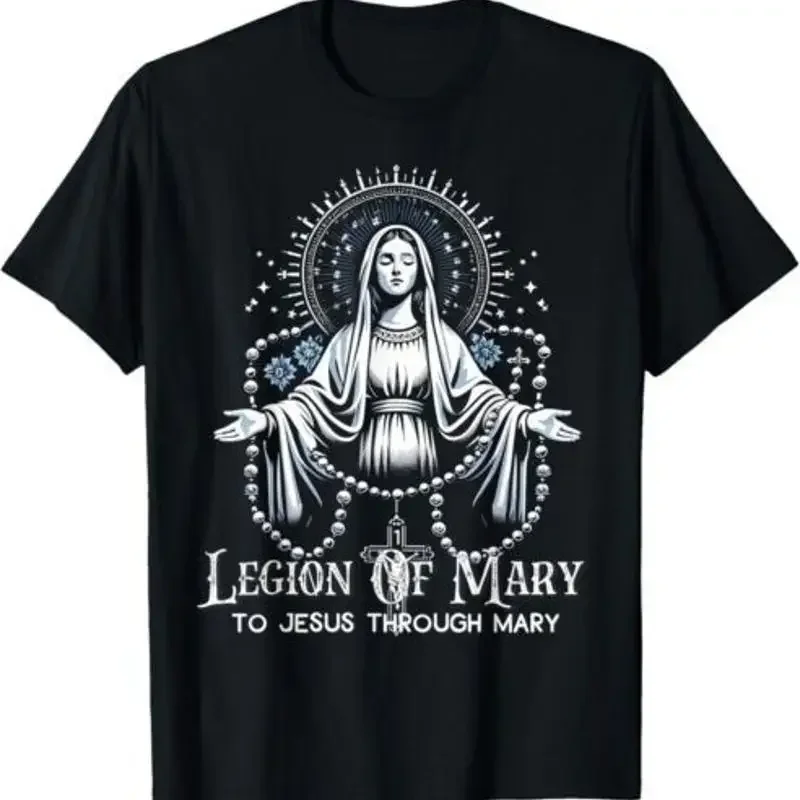 NEW LIMITED Legion Of Mary To Jesus Our Through Lady Catholic T Shirt