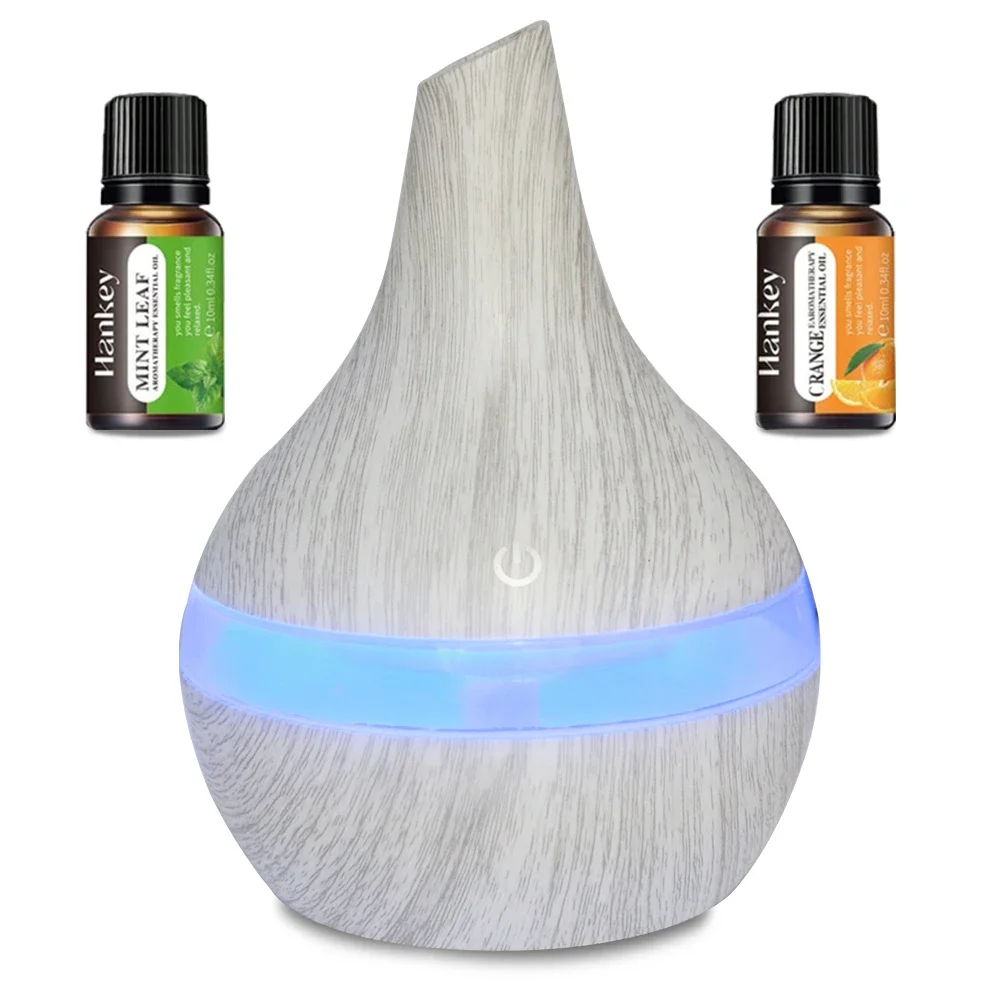 300ml USB Diffuser & Humidifier Wood Grain Design, Ultra Quiet, 2 Oils, Perfect for Home & Office