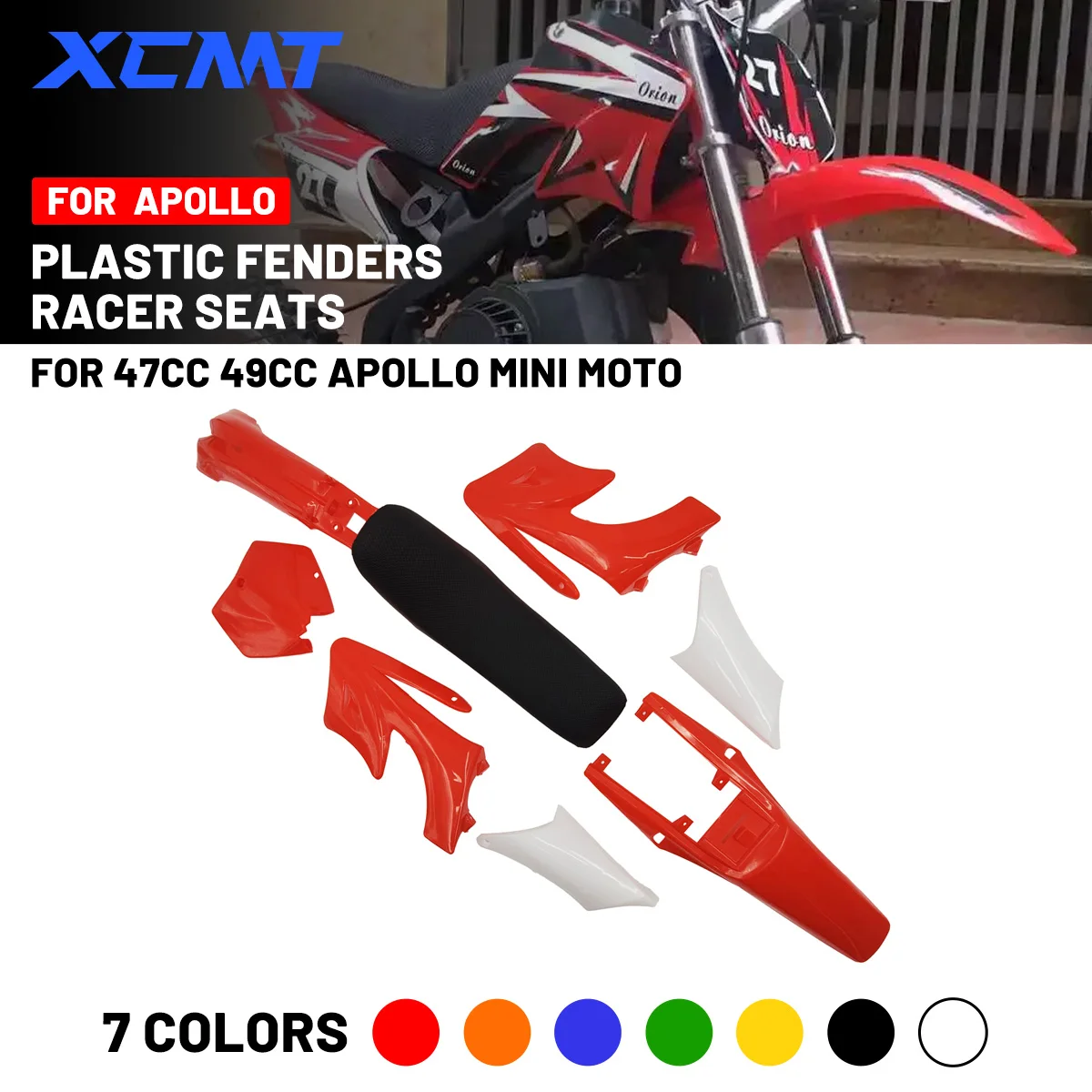 Plastic Fairing Body Kits with seat For 47 49cc Engine 2 Stroke for Apollo for Orion Kids Dirt Pocket Bike Minimoto Parts