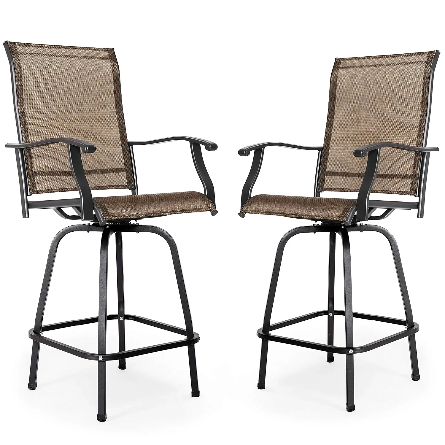 Outdoor Swivel Bar Stools with Backrest, Patio Swivel Bar Stools Set of 2, 360 Degree Swivel Patio Bar, Customized