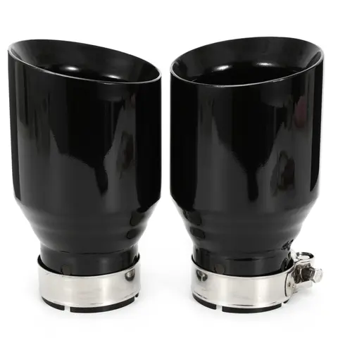 1 PC Car Modified Stainless Steel Glossy Black Exhaust Pipe Universal Bevel Edeg Shiny Muffler Tip For BMW Series Mazda VW Benz
