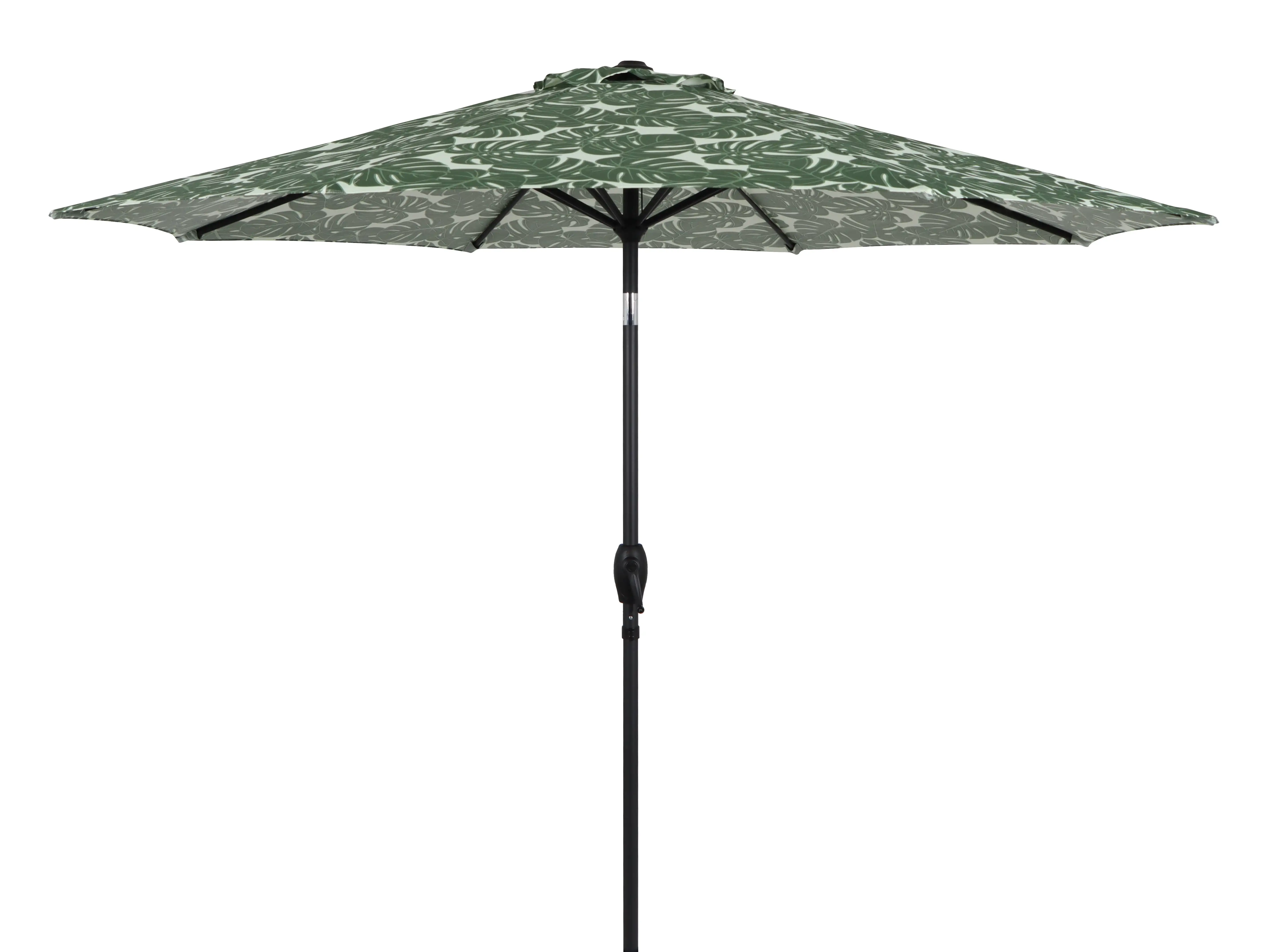 

Outdoor 9' Foot Monstera Palm Round Crank Lift and 3 Position Tilt Market Patio Umbrella